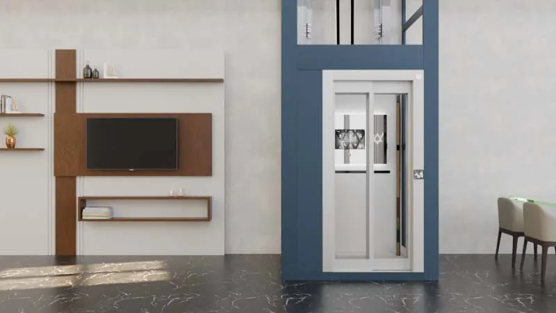 Modern residential elevators in india installed inside a home, showing stylish compact design and easy floor access