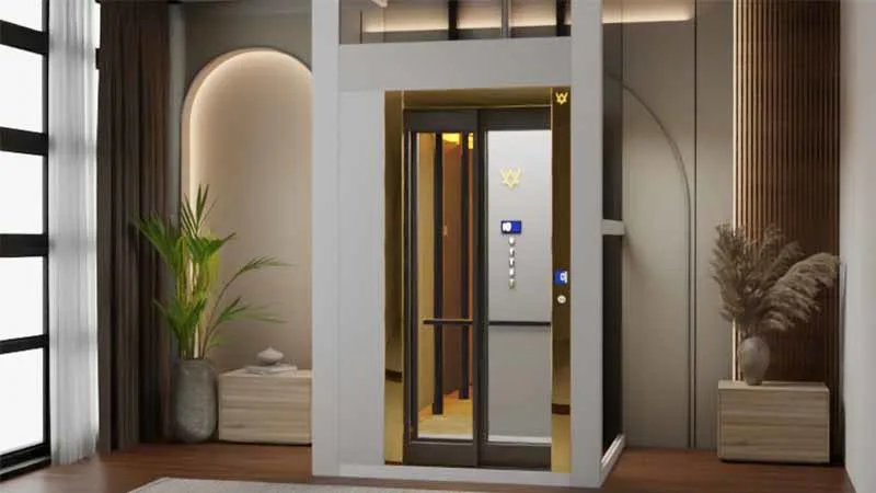 Different types of 2-person home lifts, including traction, hydraulic, and vacuum lifts