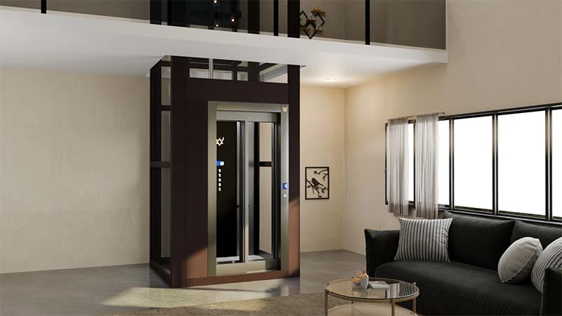 Gearless small home elevator for multi-floor villas